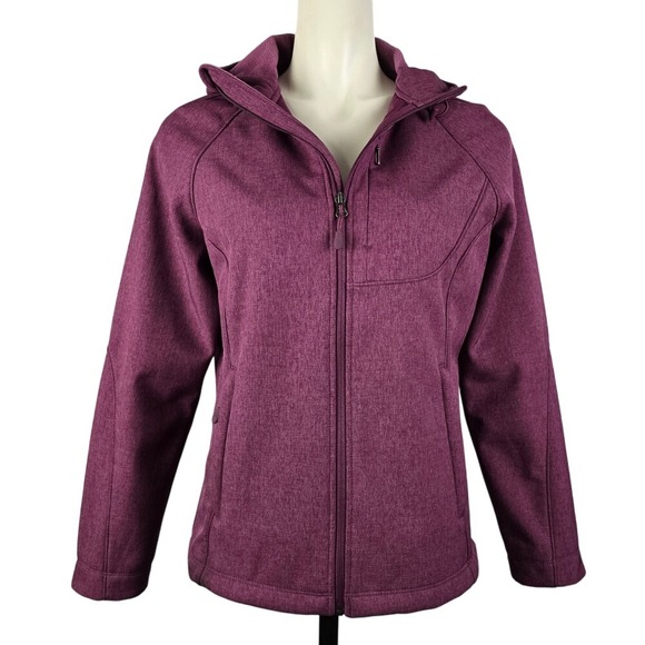 Kirkland Signature Women's Softshell Jacket Hooded Fleece Lined Purple Medium - Picture 2 of 13